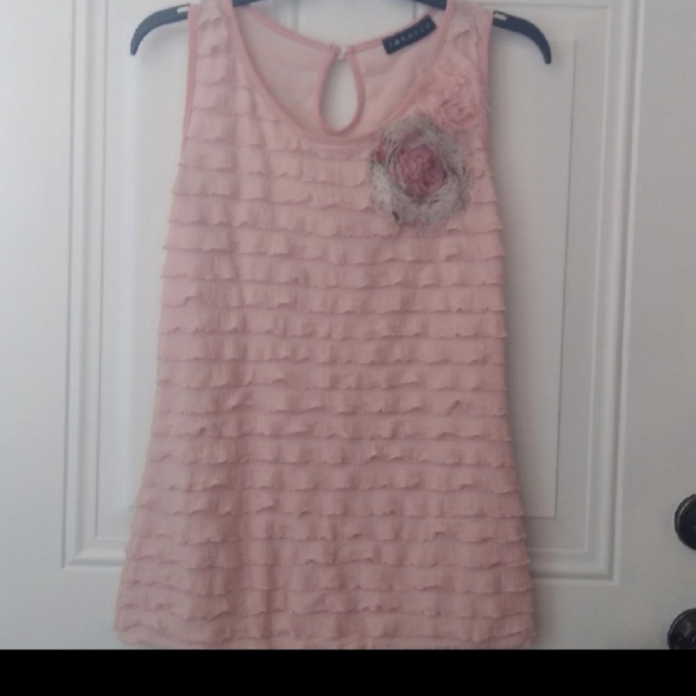 Pale Pink Sleeveless Ruffle Tank Size S